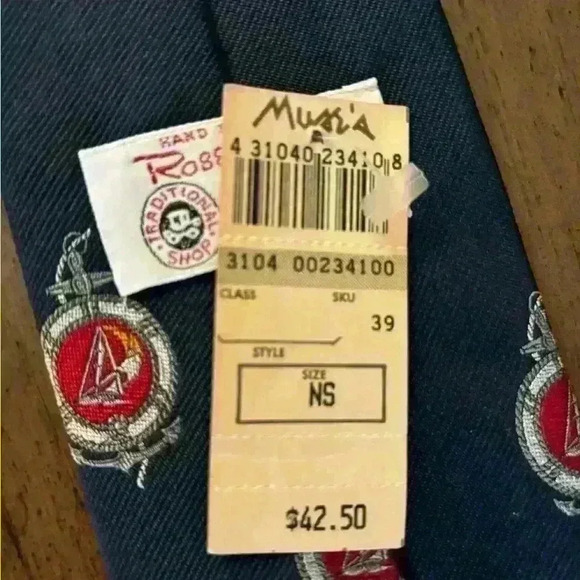 Mens Designer Robert Talbott Anchor Nautical Navy Tie NWT - Picture 6 of 8